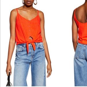 Topshop Polly Tie Front Camisole Orange US 8 $35